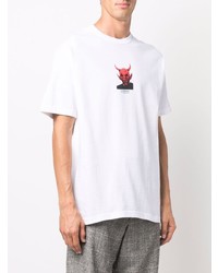 weißes bedrucktes T-Shirt mit einem Rundhalsausschnitt von Pleasures