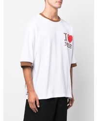 weißes bedrucktes T-Shirt mit einem Rundhalsausschnitt von Domenico Formichetti