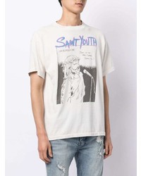 weißes bedrucktes T-Shirt mit einem Rundhalsausschnitt von SAINT MXXXXXX