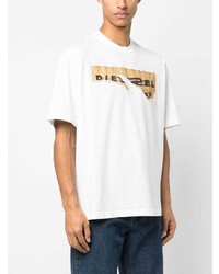 weißes bedrucktes T-Shirt mit einem Rundhalsausschnitt von Diesel