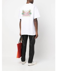 weißes bedrucktes T-Shirt mit einem Rundhalsausschnitt von MSGM