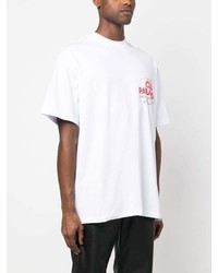 weißes bedrucktes T-Shirt mit einem Rundhalsausschnitt von MSGM