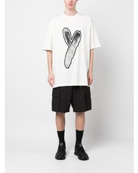 weißes bedrucktes T-Shirt mit einem Rundhalsausschnitt von Y-3