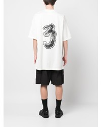 weißes bedrucktes T-Shirt mit einem Rundhalsausschnitt von Y-3