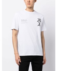 weißes bedrucktes T-Shirt mit einem Rundhalsausschnitt von Amiri