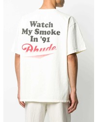 weißes bedrucktes T-Shirt mit einem Rundhalsausschnitt von Rhude