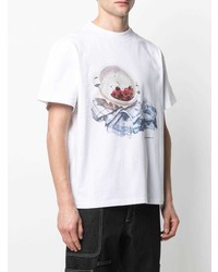 weißes bedrucktes T-Shirt mit einem Rundhalsausschnitt von Jacquemus