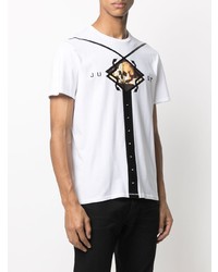 weißes bedrucktes T-Shirt mit einem Rundhalsausschnitt von Just Cavalli