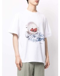 weißes bedrucktes T-Shirt mit einem Rundhalsausschnitt von Jacquemus