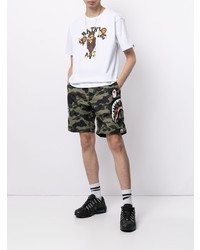 weißes bedrucktes T-Shirt mit einem Rundhalsausschnitt von A Bathing Ape