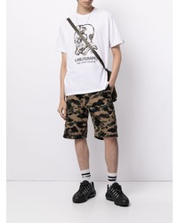 weißes bedrucktes T-Shirt mit einem Rundhalsausschnitt von A Bathing Ape