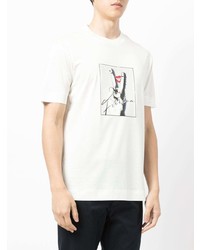 weißes bedrucktes T-Shirt mit einem Rundhalsausschnitt von Emporio Armani