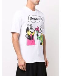 weißes bedrucktes T-Shirt mit einem Rundhalsausschnitt von Moschino