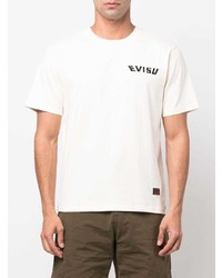 weißes bedrucktes T-Shirt mit einem Rundhalsausschnitt von Evisu