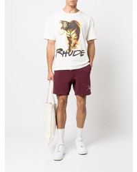 weißes bedrucktes T-Shirt mit einem Rundhalsausschnitt von Rhude