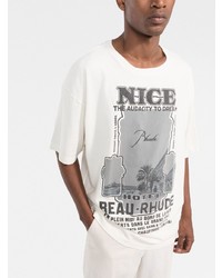 weißes bedrucktes T-Shirt mit einem Rundhalsausschnitt von Rhude