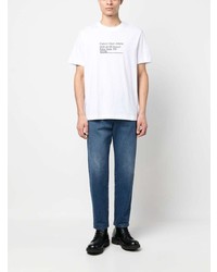 weißes bedrucktes T-Shirt mit einem Rundhalsausschnitt von Calvin Klein