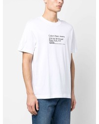 weißes bedrucktes T-Shirt mit einem Rundhalsausschnitt von Calvin Klein