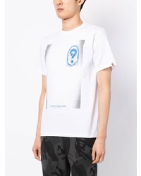 weißes bedrucktes T-Shirt mit einem Rundhalsausschnitt von A Bathing Ape