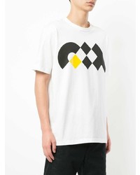 weißes bedrucktes T-Shirt mit einem Rundhalsausschnitt von Junya Watanabe MAN