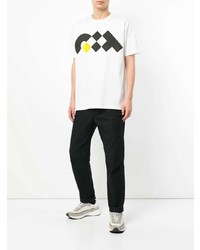 weißes bedrucktes T-Shirt mit einem Rundhalsausschnitt von Junya Watanabe MAN