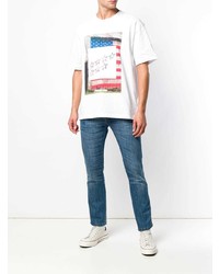 weißes bedrucktes T-Shirt mit einem Rundhalsausschnitt von Calvin Klein Jeans Est. 1978