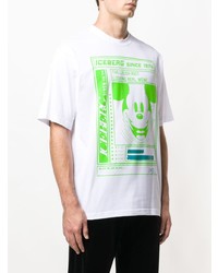 weißes bedrucktes T-Shirt mit einem Rundhalsausschnitt von Iceberg