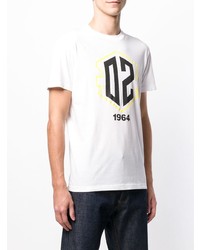 weißes bedrucktes T-Shirt mit einem Rundhalsausschnitt von DSQUARED2