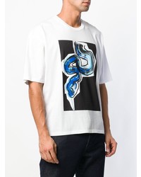 weißes bedrucktes T-Shirt mit einem Rundhalsausschnitt von Just Cavalli