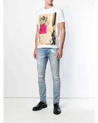 weißes bedrucktes T-Shirt mit einem Rundhalsausschnitt von DSQUARED2