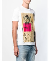 weißes bedrucktes T-Shirt mit einem Rundhalsausschnitt von DSQUARED2