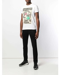 weißes bedrucktes T-Shirt mit einem Rundhalsausschnitt von DSQUARED2