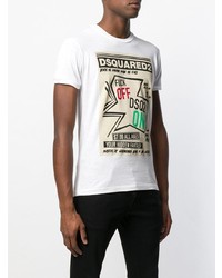 weißes bedrucktes T-Shirt mit einem Rundhalsausschnitt von DSQUARED2