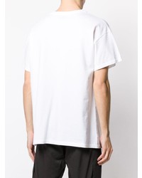 weißes bedrucktes T-Shirt mit einem Rundhalsausschnitt von Amen