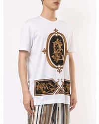 weißes bedrucktes T-Shirt mit einem Rundhalsausschnitt von Dolce & Gabbana