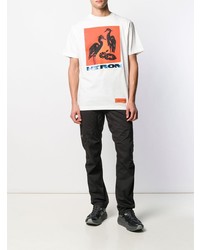 weißes bedrucktes T-Shirt mit einem Rundhalsausschnitt von Heron Preston