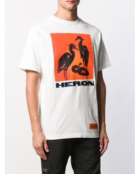 weißes bedrucktes T-Shirt mit einem Rundhalsausschnitt von Heron Preston