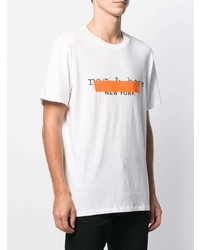 weißes bedrucktes T-Shirt mit einem Rundhalsausschnitt von rag & bone