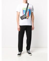 weißes bedrucktes T-Shirt mit einem Rundhalsausschnitt von Marcelo Burlon County of Milan