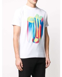 weißes bedrucktes T-Shirt mit einem Rundhalsausschnitt von Marcelo Burlon County of Milan