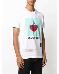 weißes bedrucktes T-Shirt mit einem Rundhalsausschnitt von DSQUARED2