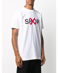 weißes bedrucktes T-Shirt mit einem Rundhalsausschnitt von Off-White