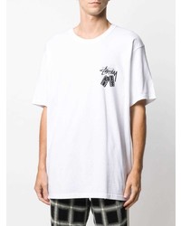 weißes bedrucktes T-Shirt mit einem Rundhalsausschnitt von Stussy