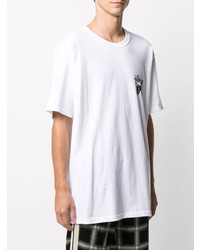 weißes bedrucktes T-Shirt mit einem Rundhalsausschnitt von Stussy