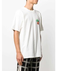 weißes bedrucktes T-Shirt mit einem Rundhalsausschnitt von Stussy