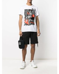 weißes bedrucktes T-Shirt mit einem Rundhalsausschnitt von Just Cavalli