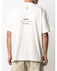 weißes bedrucktes T-Shirt mit einem Rundhalsausschnitt von MSGM