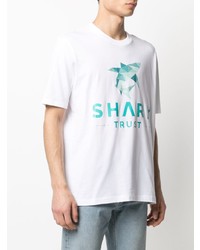 weißes bedrucktes T-Shirt mit einem Rundhalsausschnitt von Paul & Shark