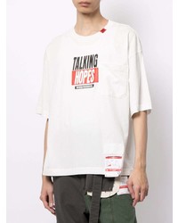 weißes bedrucktes T-Shirt mit einem Rundhalsausschnitt von Maison Mihara Yasuhiro