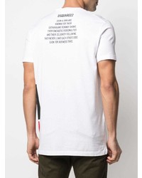 weißes bedrucktes T-Shirt mit einem Rundhalsausschnitt von DSQUARED2